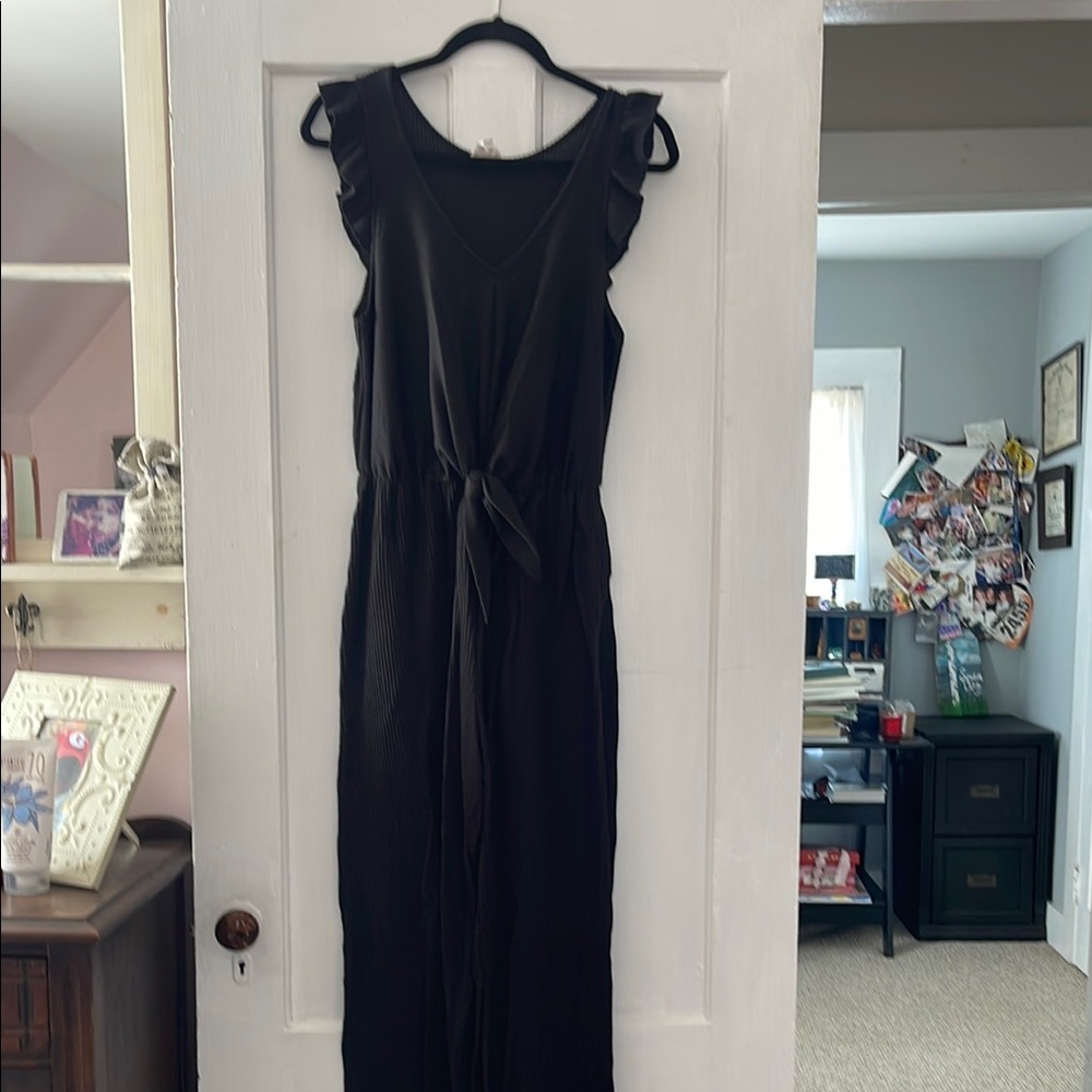Casual Black Sleeveless Romper